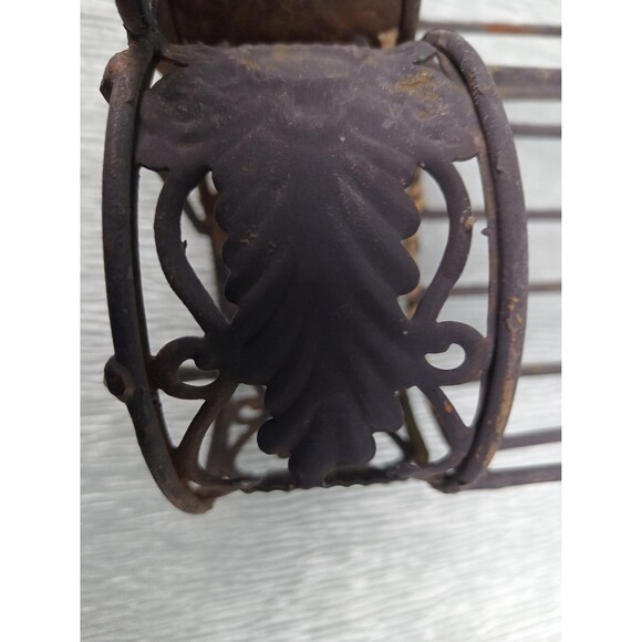 Wrought Iron Wine Caddy Vintage Wine Rack Ornamental Handle Fine Metal Work - Picture 7 of 10